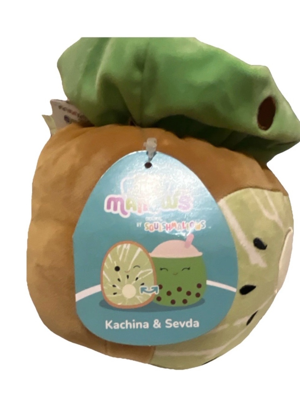 Squishmallows Kachina & Sevda Kiwi Plush - Green, Brown, Tan